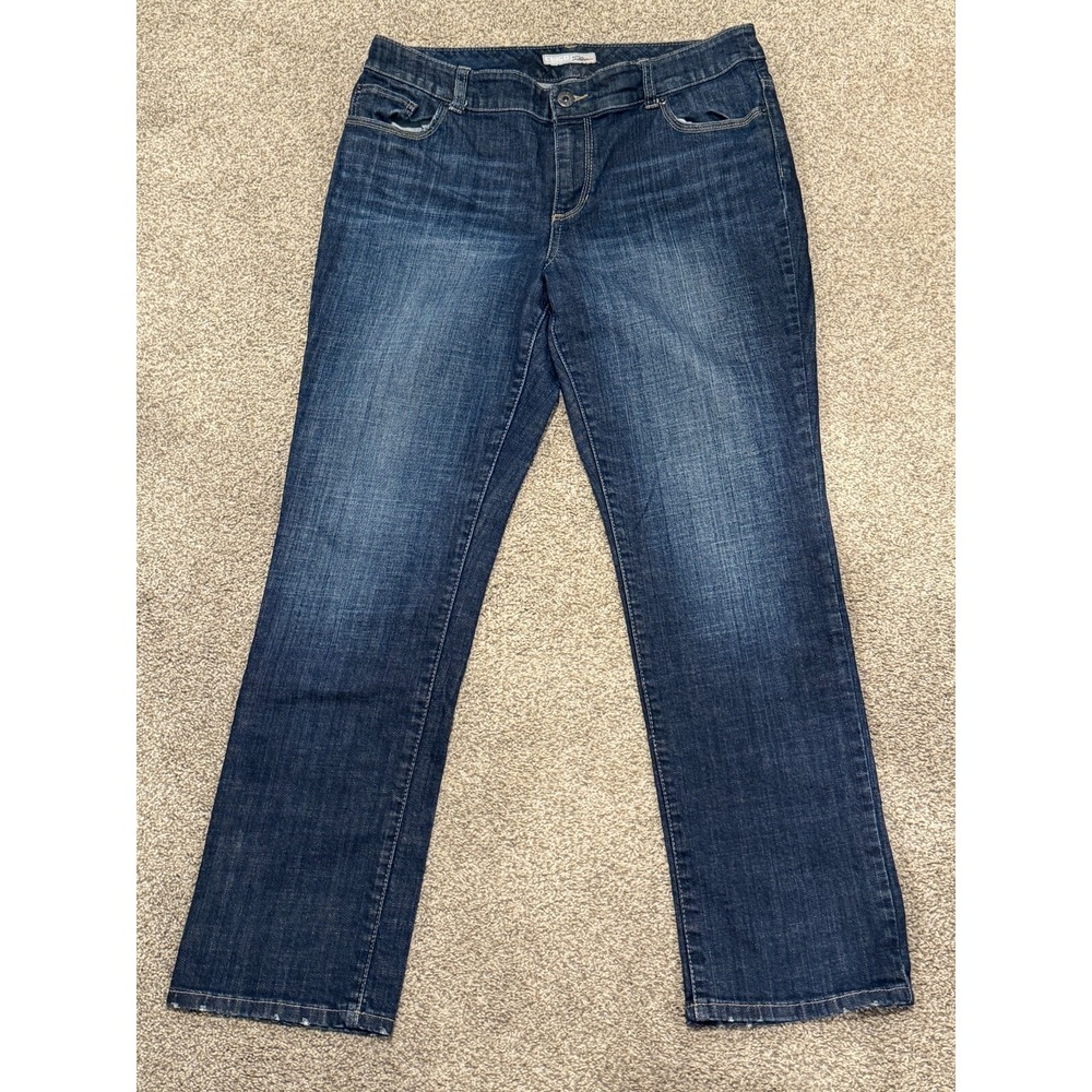 Chico's Platinum Jeans Women's 2 Blue Denim Ultimate Fit Slim Leg‎ Medium Wash